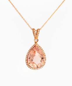 Hanger in roze goud 18 kt met diamant en morganiet