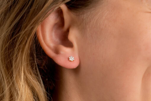 Oorringen in roze goud 18 kt met diamant - Afbeelding 2