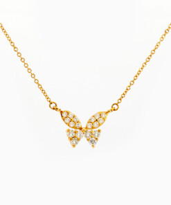 Halsketting in geel goud 18 kt met diamant