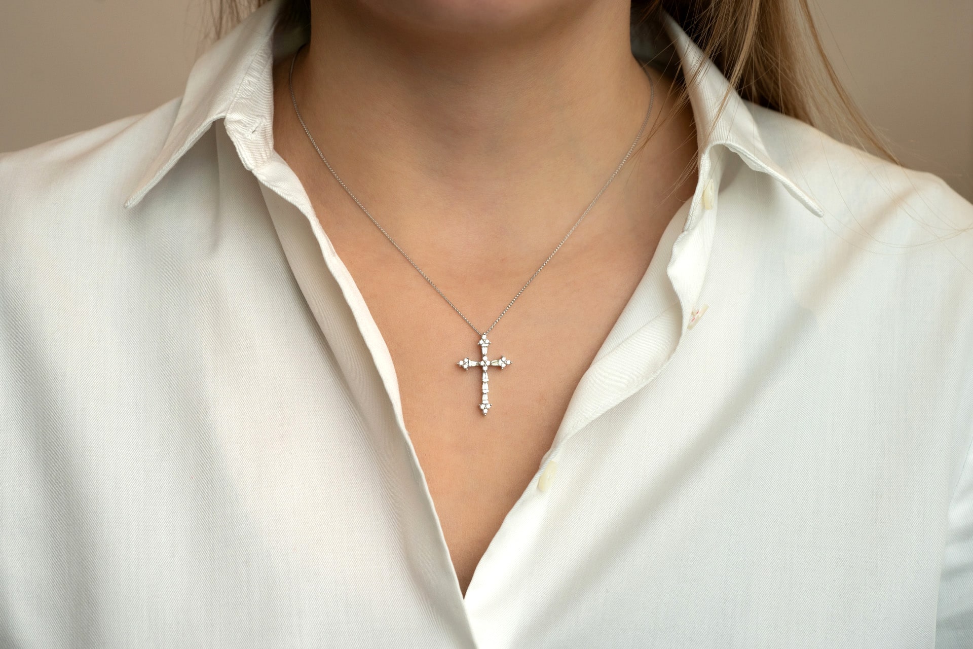 Hanger in wit goud 18 kt met diamant en parel - Afbeelding 2
