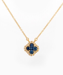 Hanger in geel goud 18 kt met diamant en saffier