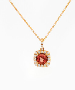 Hanger in roze goud 18 kt met diamant en saffier