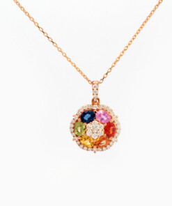 Hanger in roze goud 18 kt met diamant en saffier