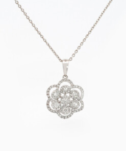 Hanger in wit goud 18 kt met diamant en parel
