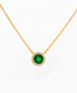 Hanger in geel goud 18 kt met diamant en smaragd