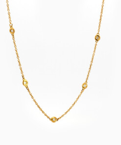 Halsketting in geel goud 18 kt met diamant