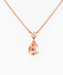 Hanger in roze goud 18 kt met diamant en morganiet