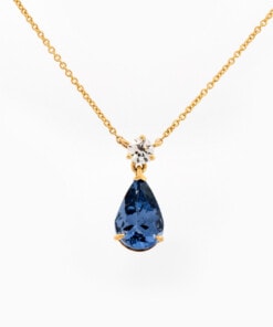 Hanger in geel goud 18 kt met diamant en tanzaniet