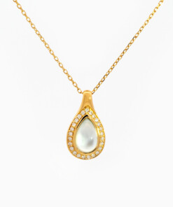 Pendentif en or jaune 18 ct avec diamant et topaze