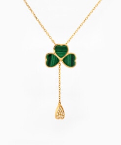 Hanger in geel goud 18 kt met diamant en malachiet