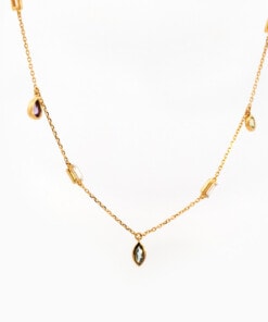 Hanger in geel goud 18 kt met diamant, topaas en amethist