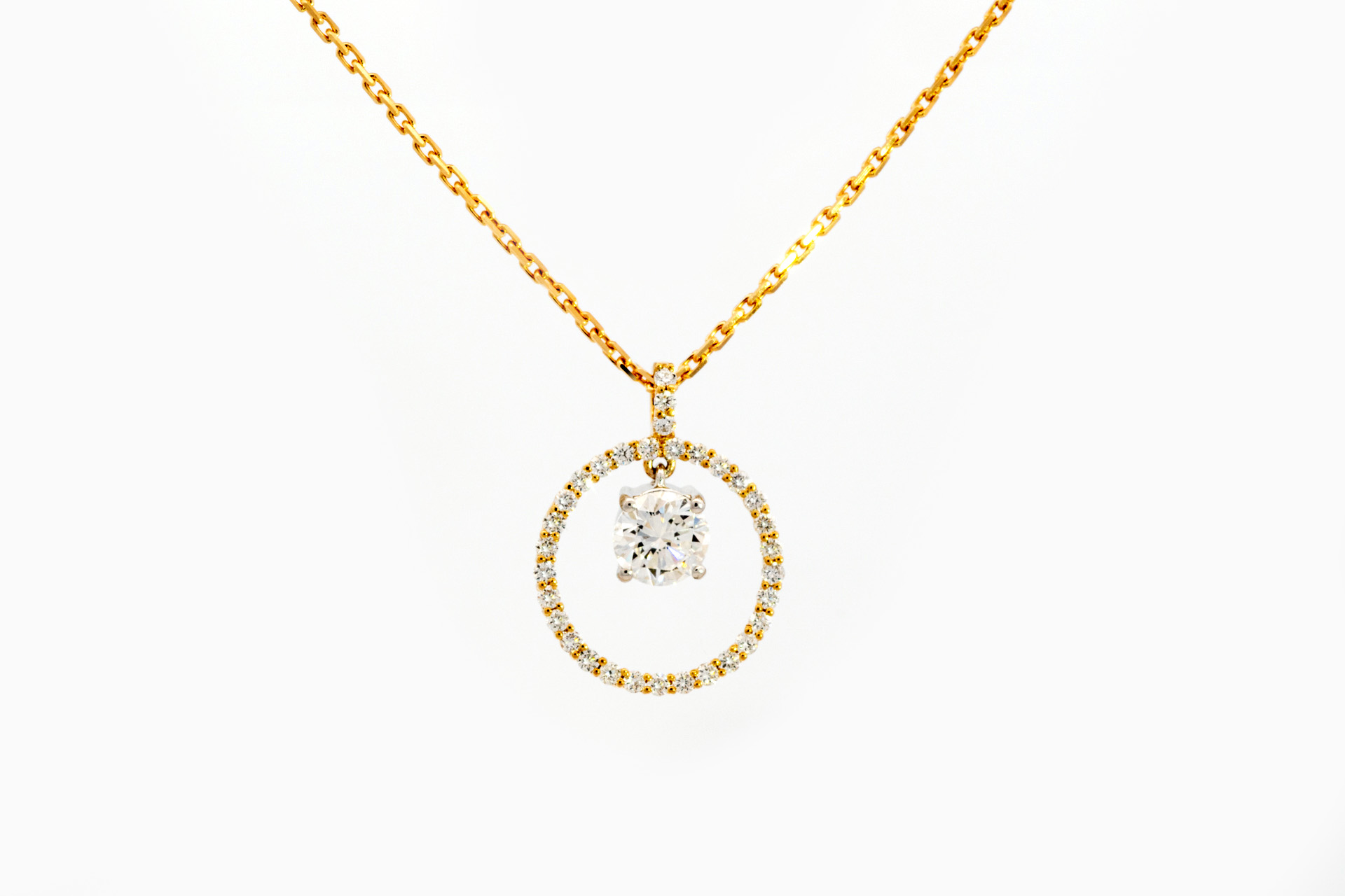 Halsketting in geel goud 18 kt met diamant - Afbeelding 2