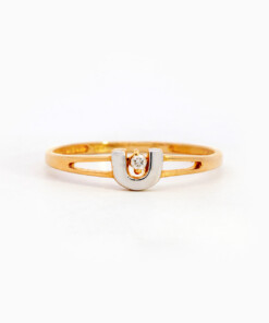 Ring in geel en wit goud 18 kt met diamant