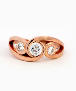 Ring in roze goud 18 kt met diamant