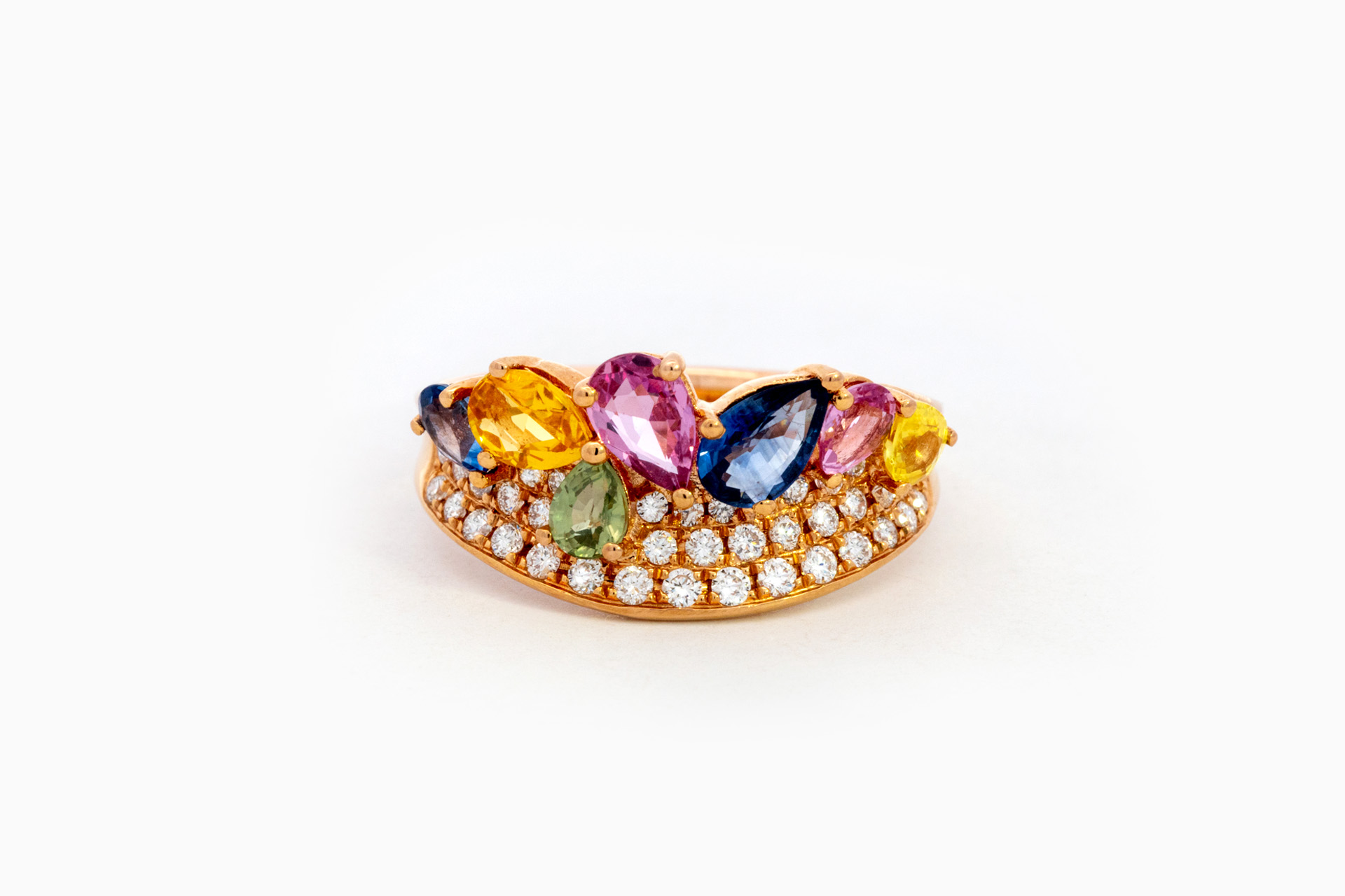 Ring in roze goud 18 kt met diamant en saffier - Afbeelding 2