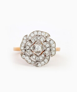 Ring in geel en wit goud 18 kt met diamant
