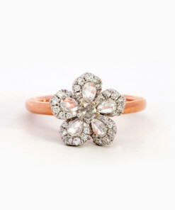 Ring in roze en wit goud 18 kt met diamant