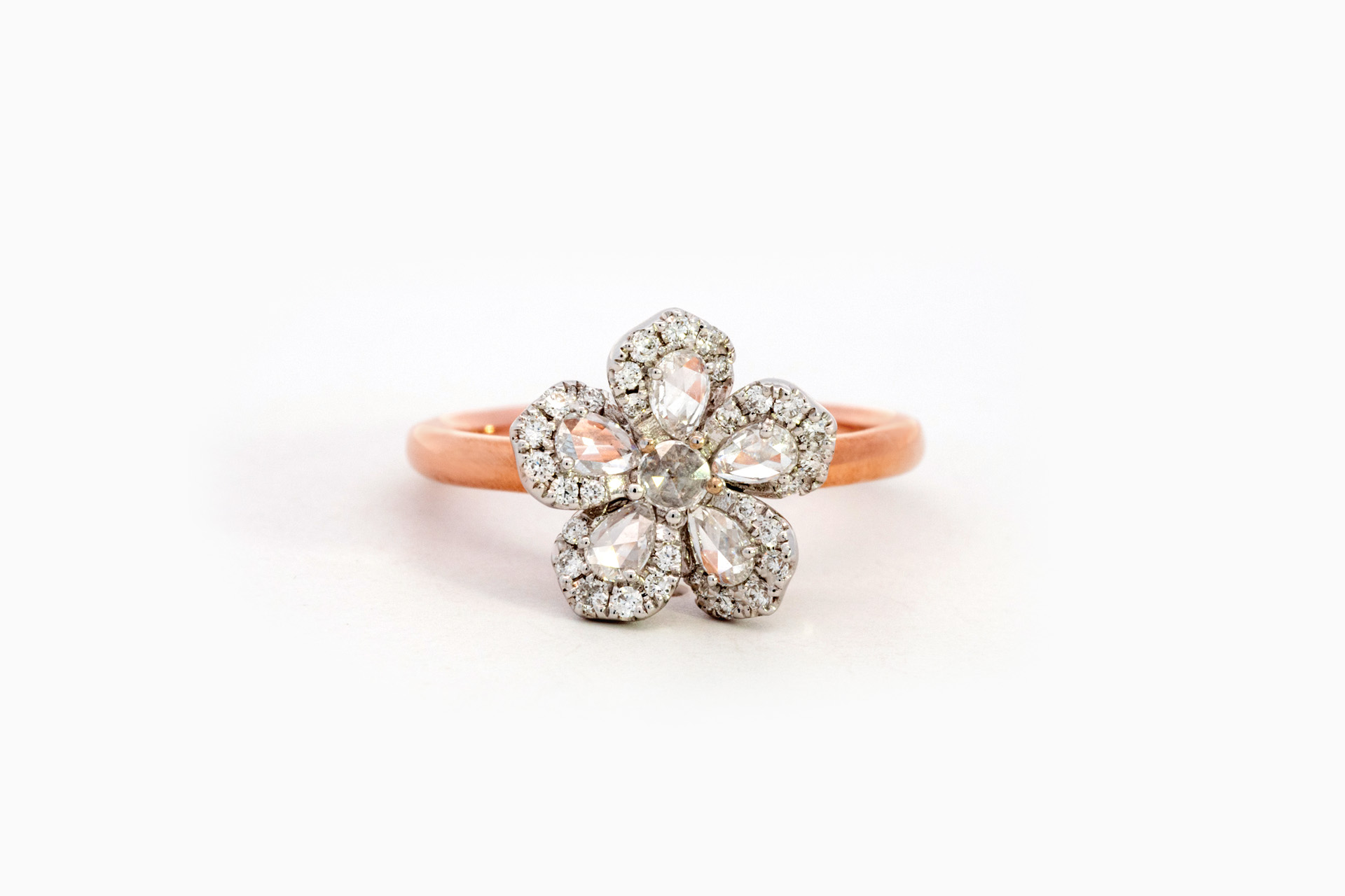 Ring in roze en wit goud 18 kt met diamant - Afbeelding 2