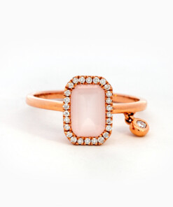 Bague en or rose 18 ct avec diamant et quartz