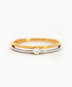 Ring in geel en wit goud 18 kt met diamant