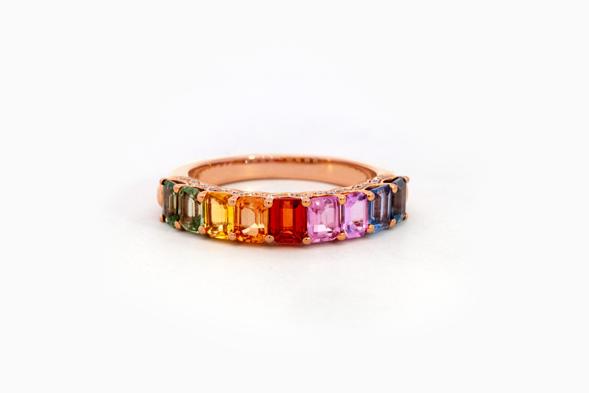Ring in roze goud 18 kt met diamant en saffier - Afbeelding 2