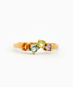 Ring in geel goud 18 kt met amethist, peridoot, topaas en citrien